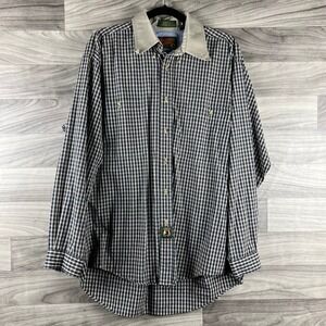 Vintage Rooster Shirt Works Button Down Shirt Mens 16.5 34/35 Green Plaid Cotton